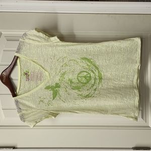 Eco Malibu green sheer top organic cotton size large